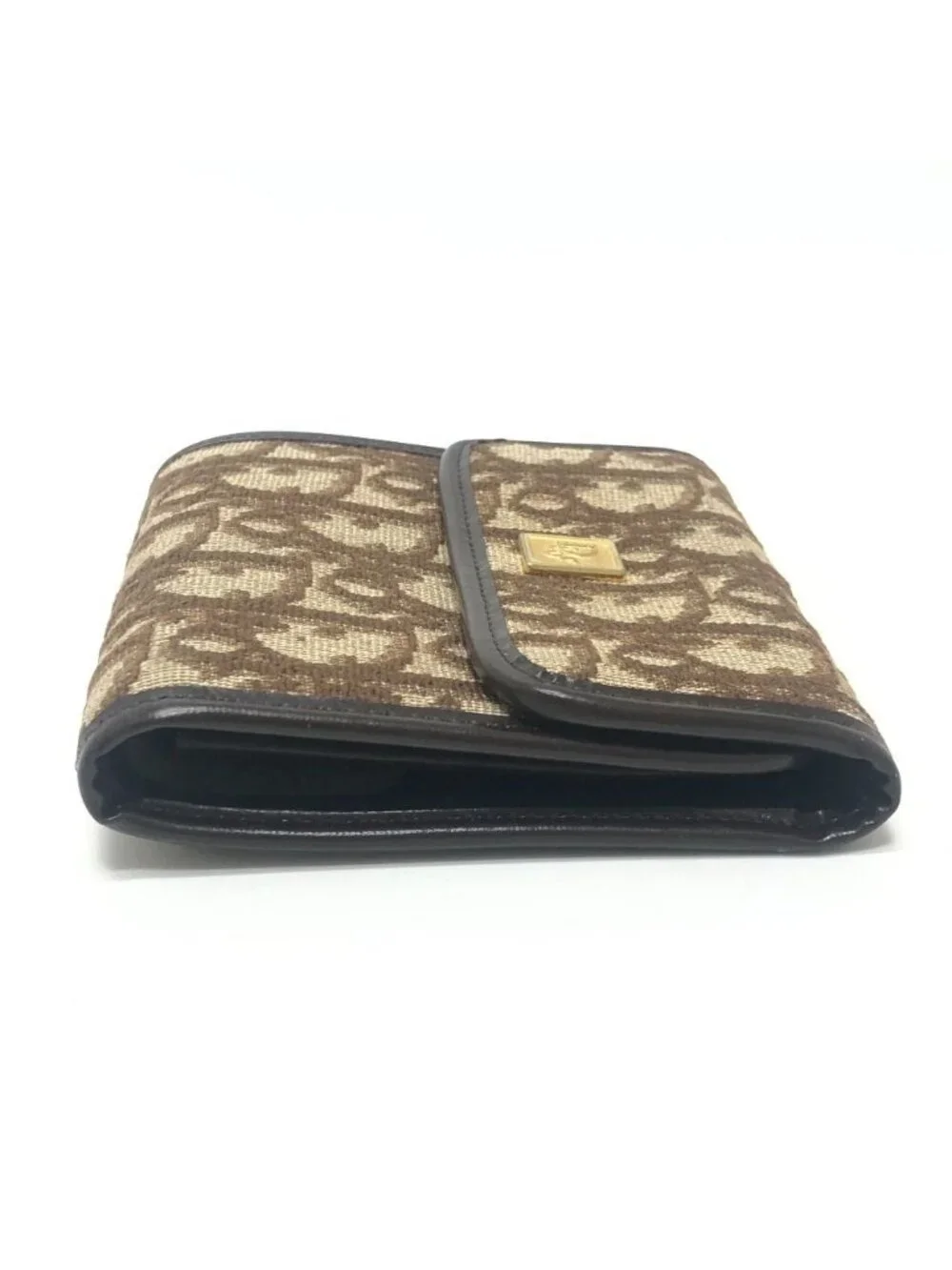 Dior Trifold Wallet Trotter Pattern Canvas Brown